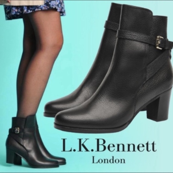 L.K.Bennette Dionne Black Leather Ankle Booties Size 36